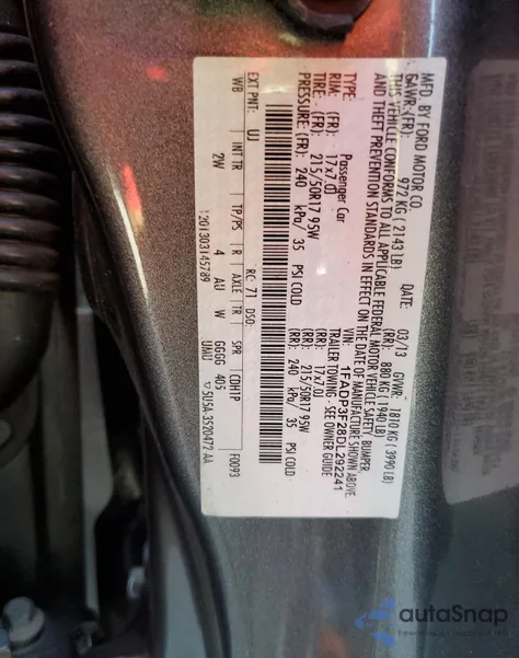 2013 Ford Focus Se из США, поврежденный, VIN 1FADP3F28DL292241